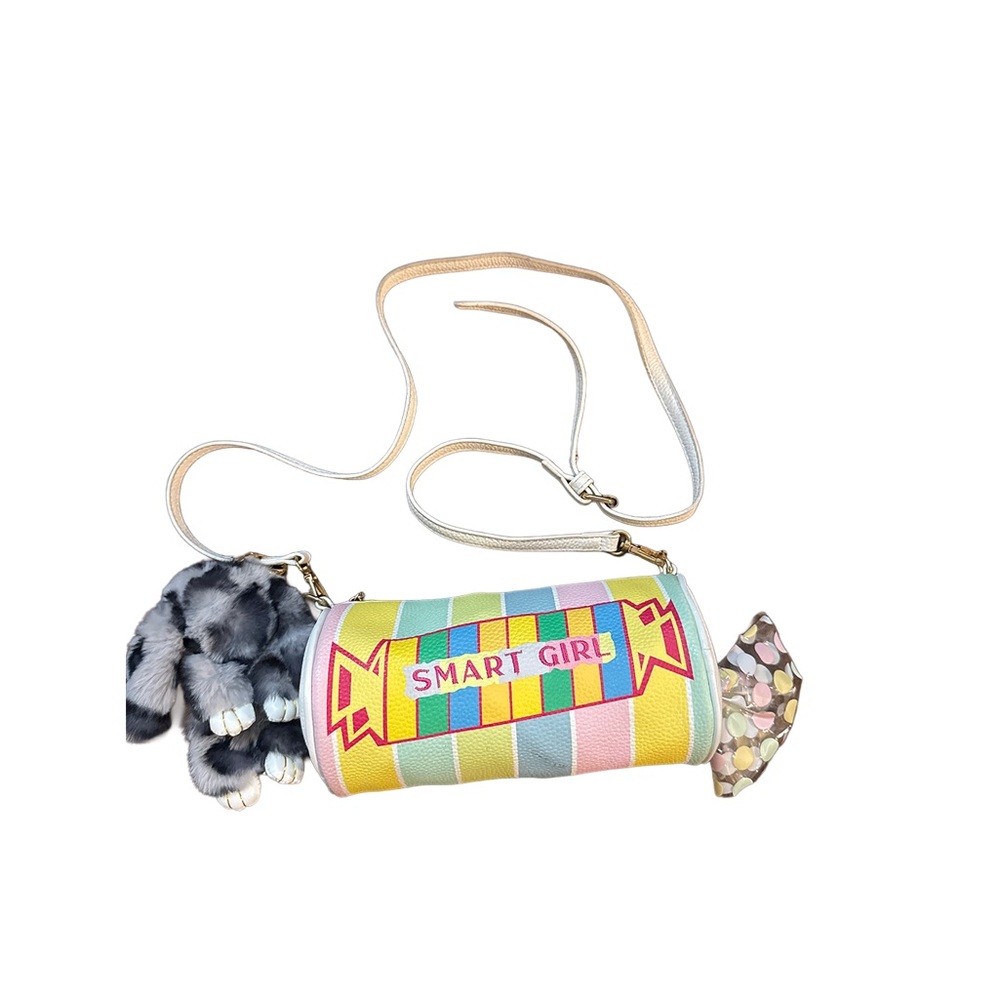 Colorful Kids Shoulder Bag with Plush Keychain